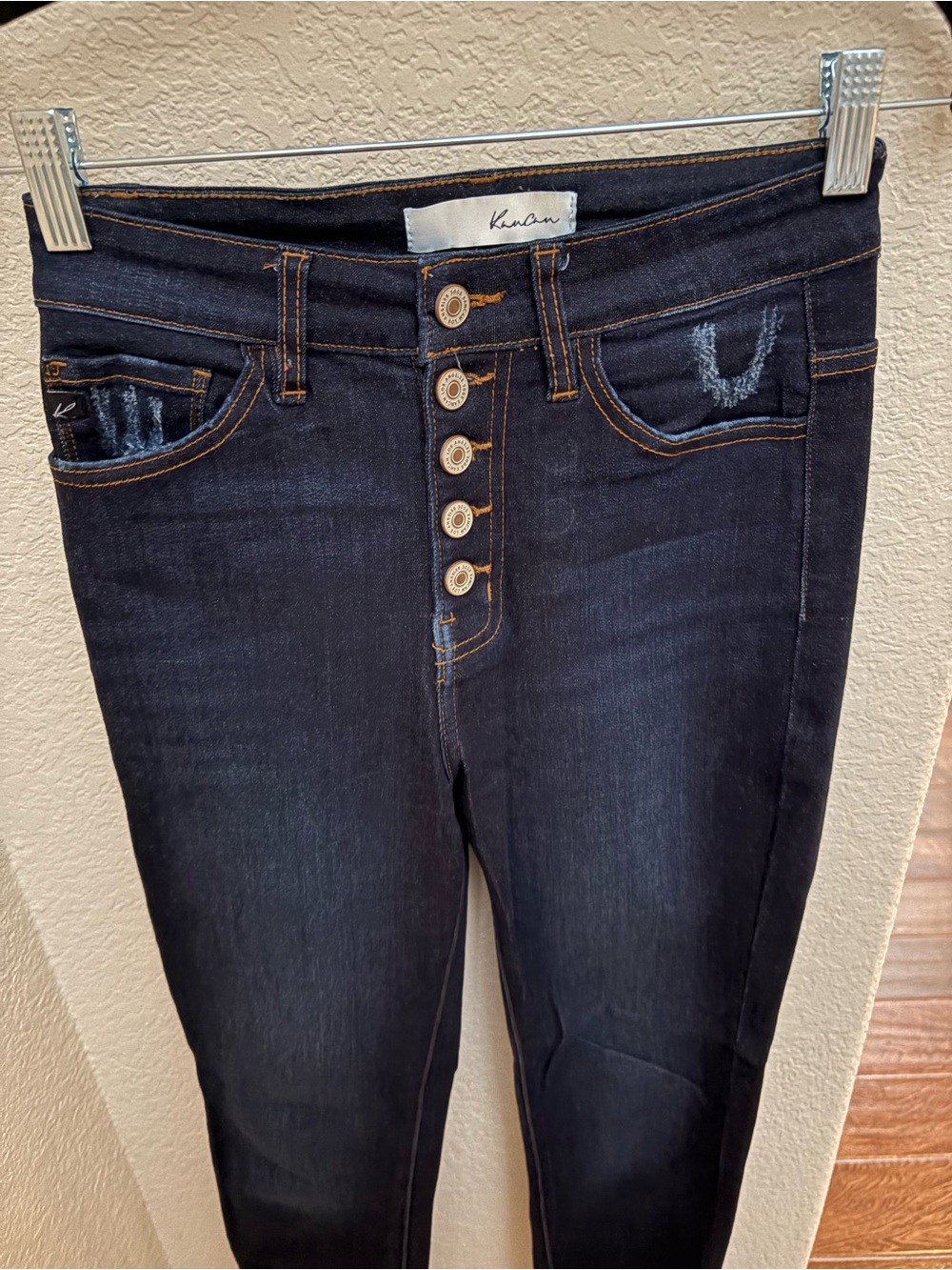 KanCan Dark Blue High-Rise Button-Fly Skinny Jeans - Picture 6 of 8